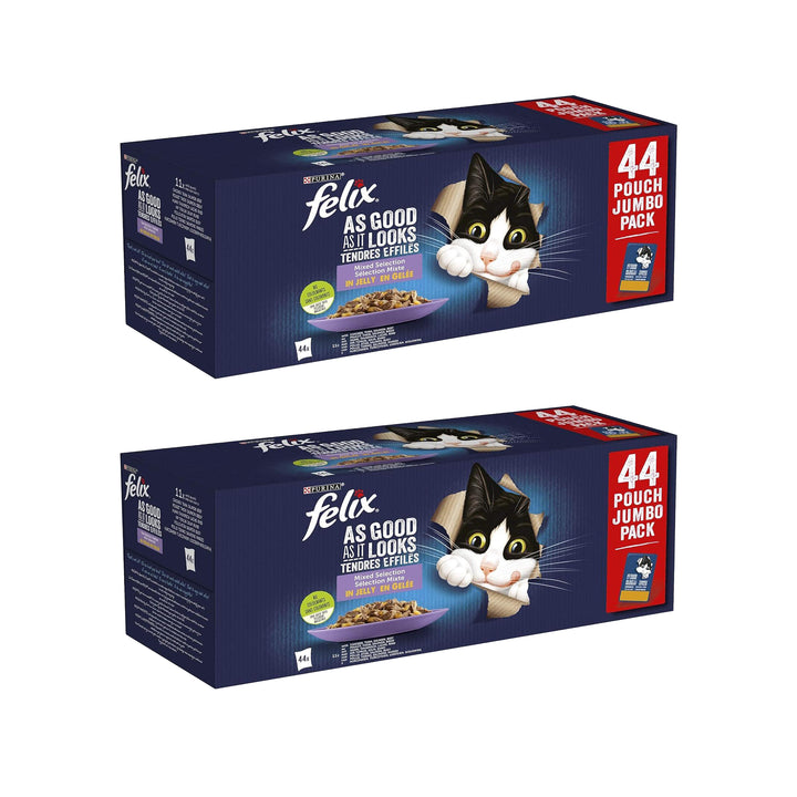 FELIX® Fantastic Alimento Húmedo para Gatos - Caja de 44 Sobres de 85g Pack de 2 total 88 Sobres