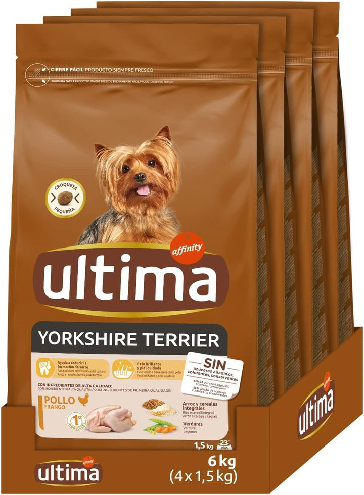 Ultima®Alimento Seco para Yorkshire Terrier con Pollo: Pack de 4 x 1.5kg, Total 6kg