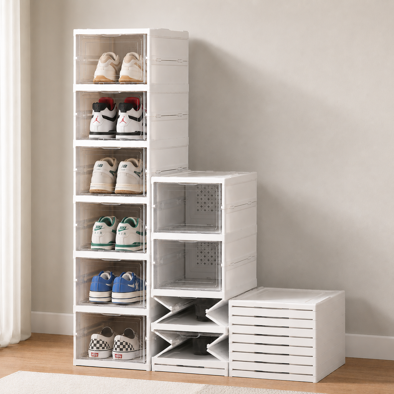 Organizador de Zapatos Modular con Estantes y puerta.