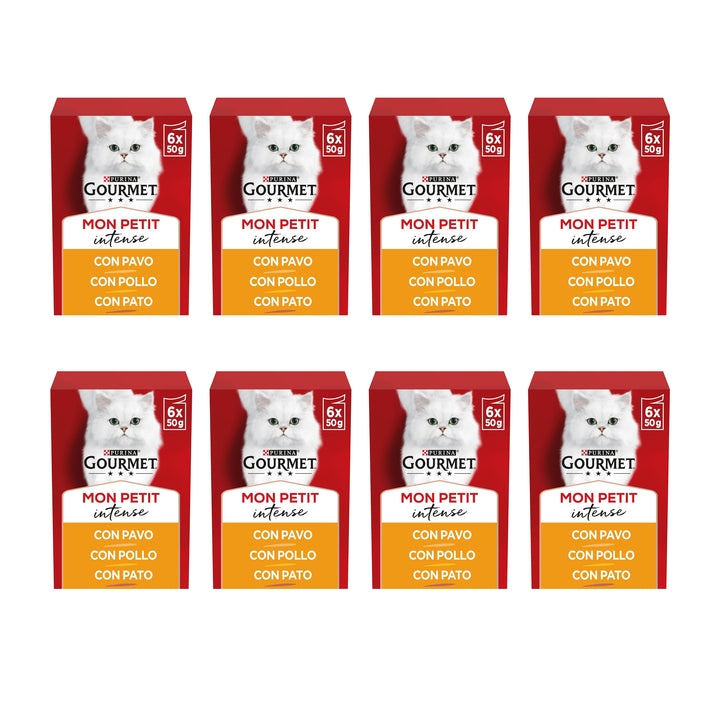 PURINA® GOURMET® MON PETIT Selección de Aves (Pollo, Pato, Pavo) - Pack Grande de 8, Total 48 Sobres de 50g