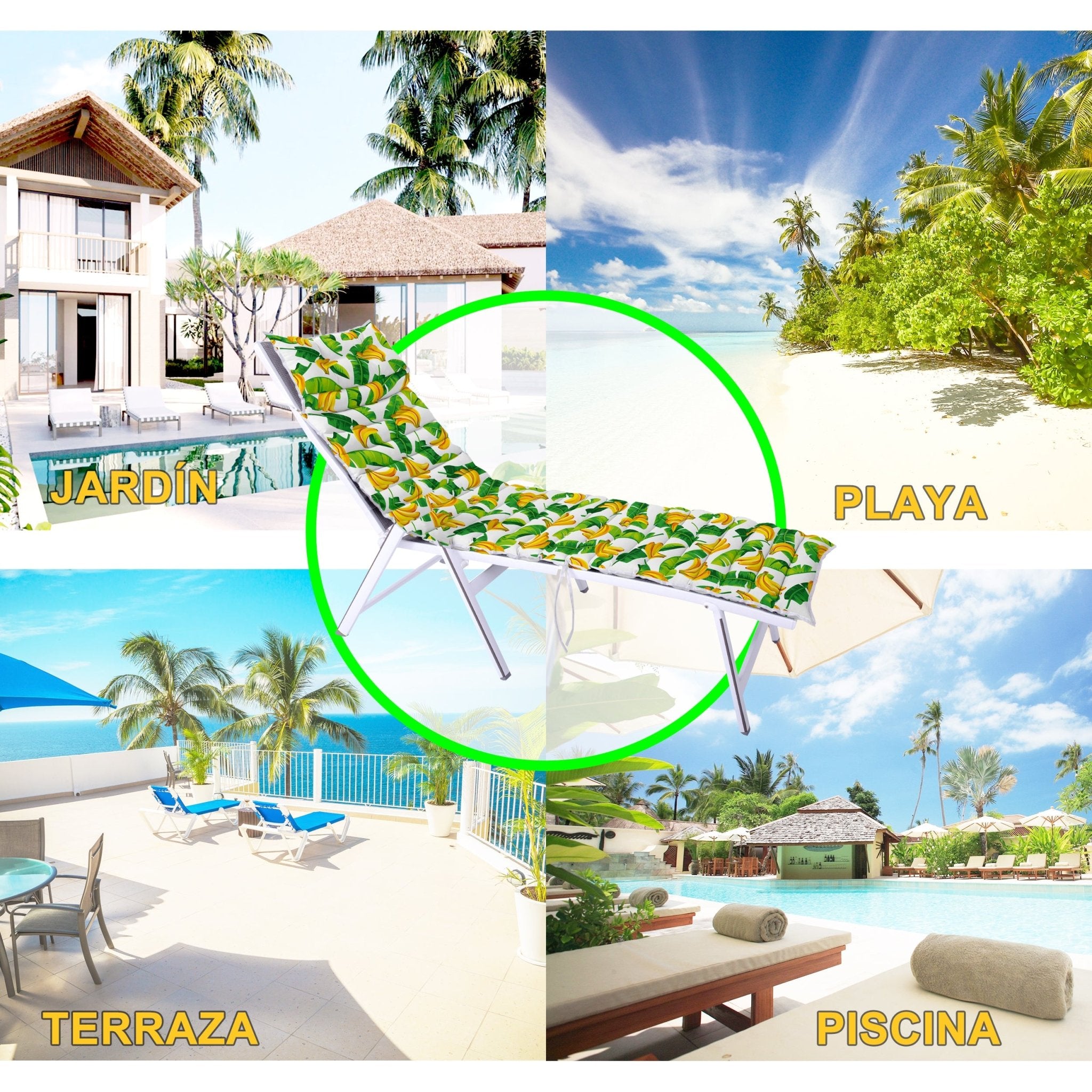 Imagen de Cojín para tumbona Cojín Para Tumbona Estampado, Bananas en color de Meishida