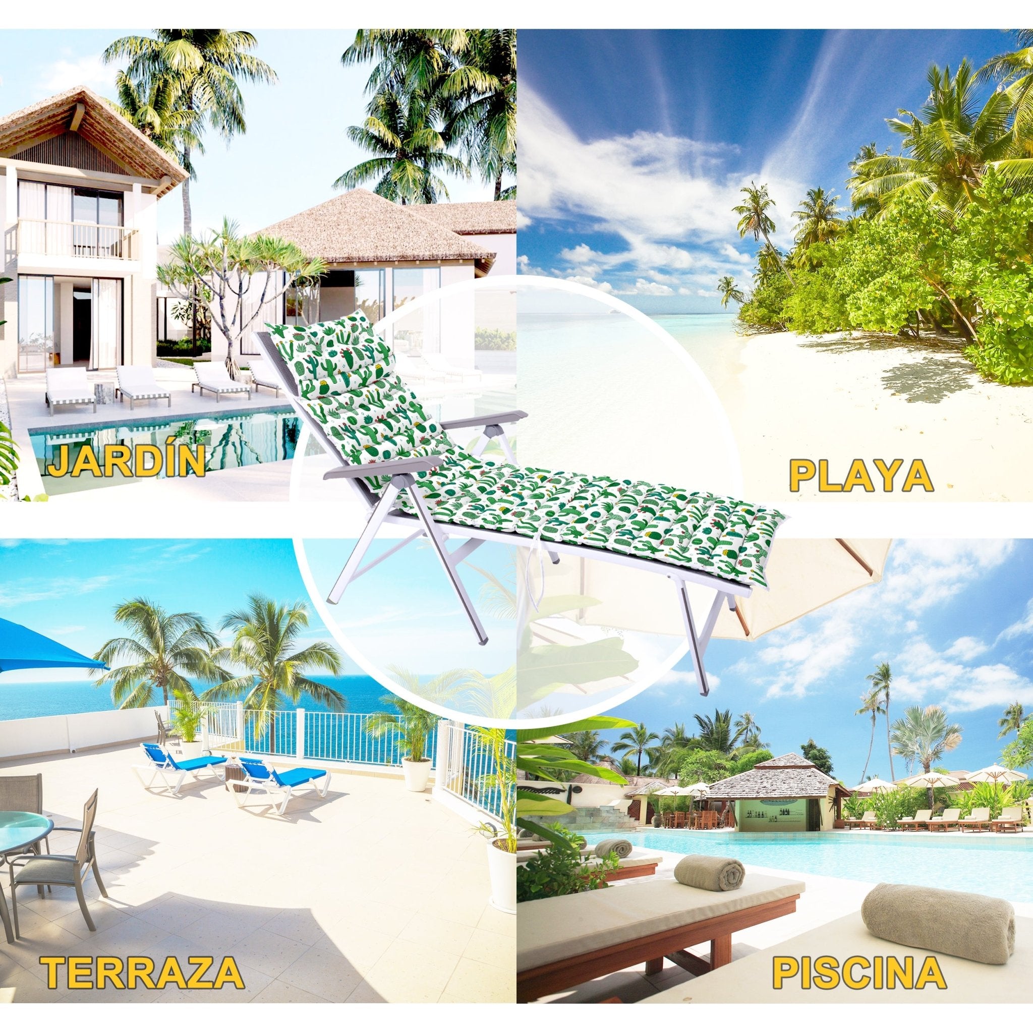 Imagen de Cojín para tumbona Cojín Para Tumbona Estampado, Cactus en color de Meishida