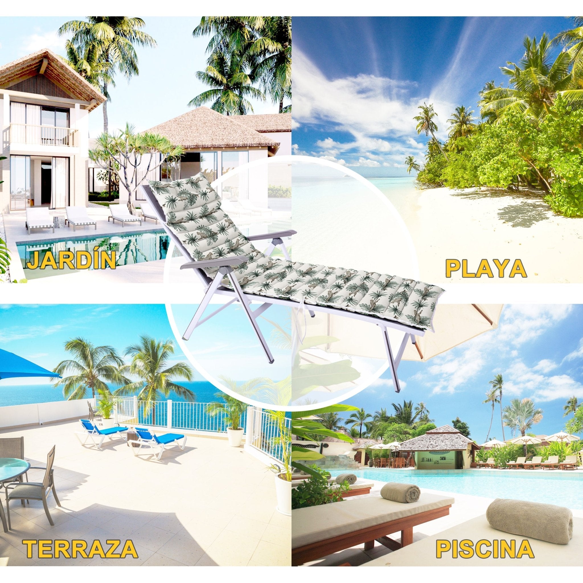 Imagen de Cojín para tumbona Cojín Para Tumbona Estampado, Leopardo en color de Meishida