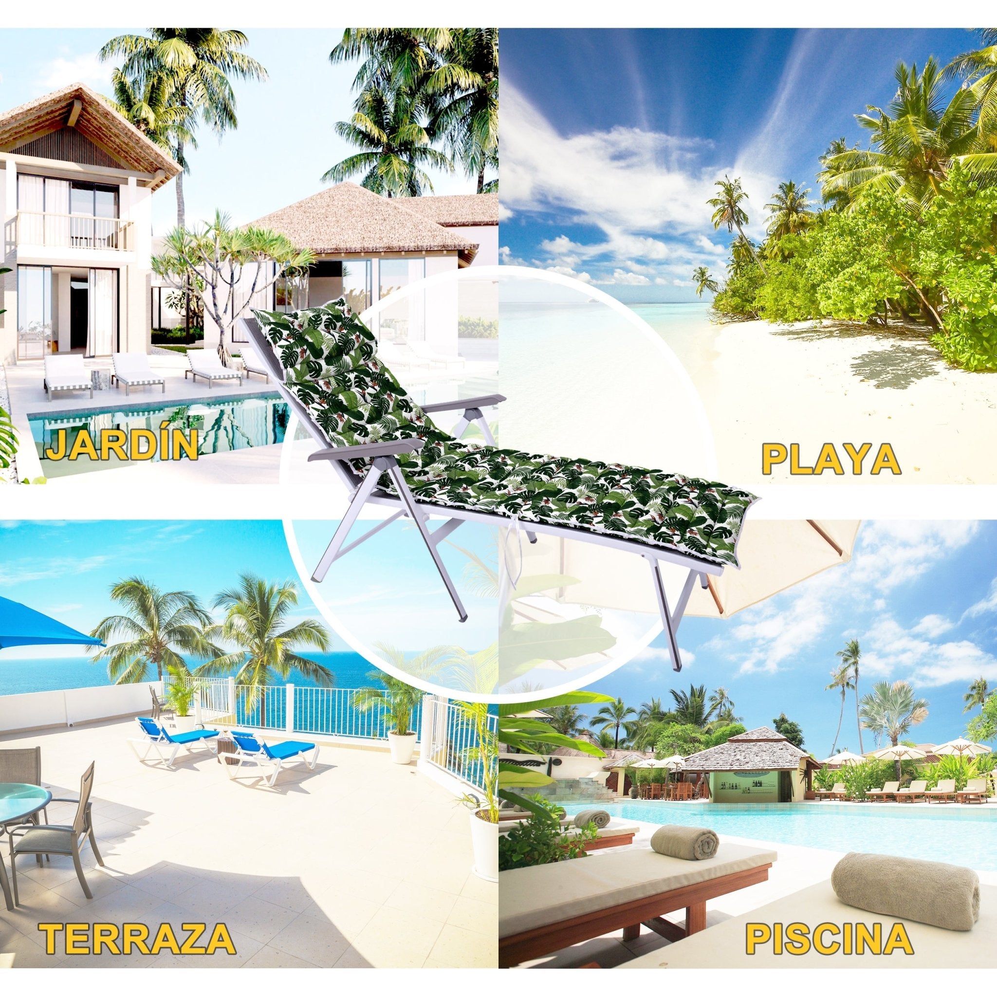 Imagen de Cojín para tumbona Cojín Para Tumbona Estampado, Tropical Gris en color de Meishida