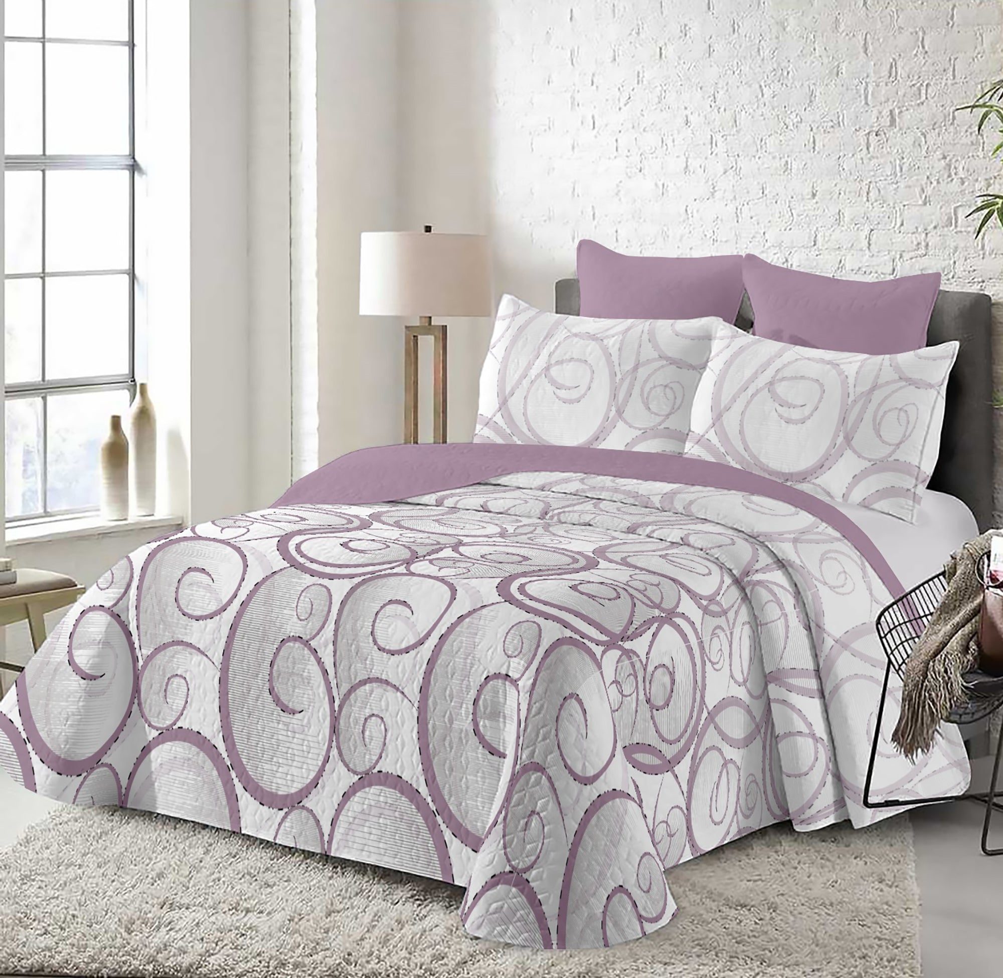 Imagen de Colchas Colcha Estampada Reversible en color Morado de Meishida