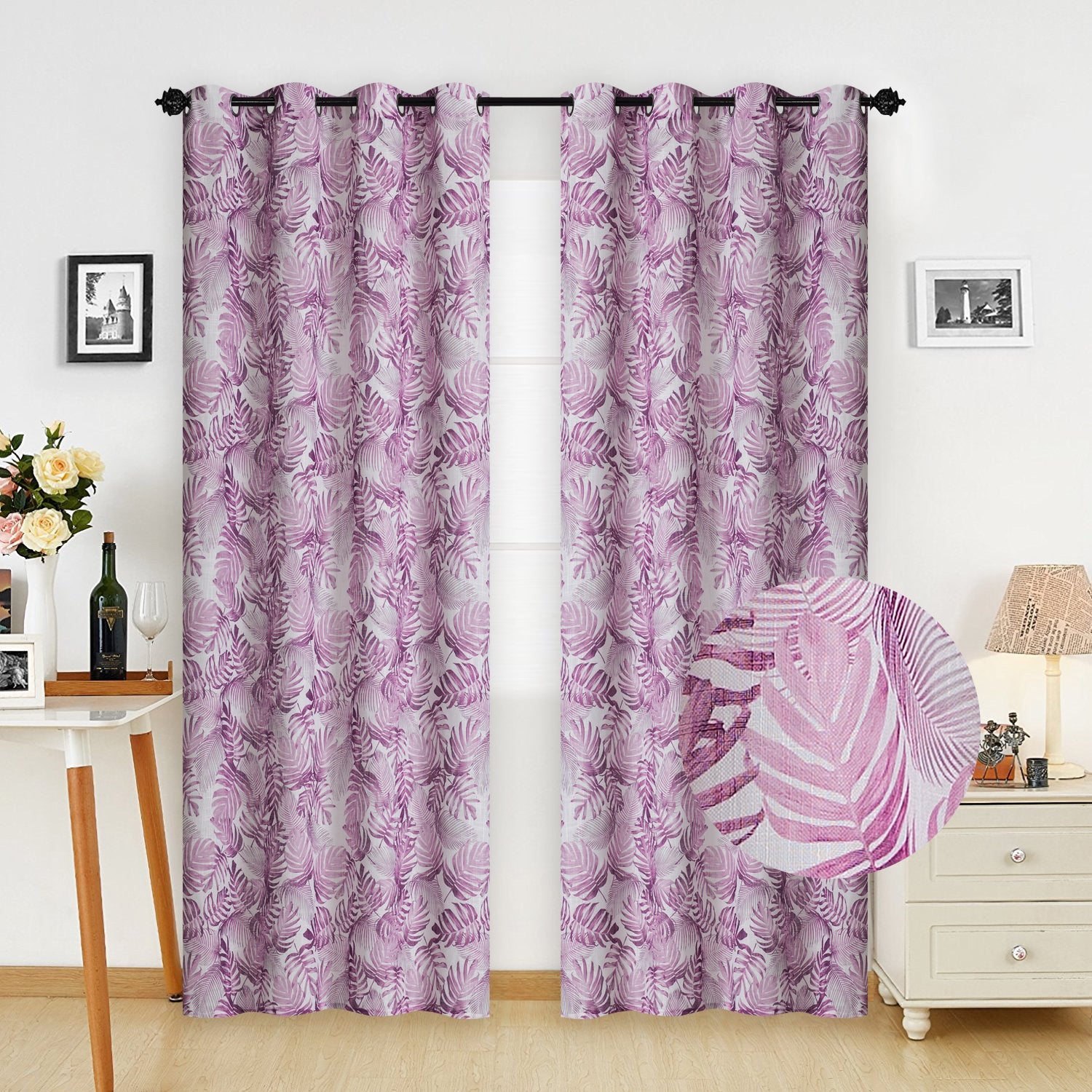 Imagen de cortina Cortinas para Salón y Habitación Translucida, 140x260cm, 1 Pieza en color Morado de Meishida