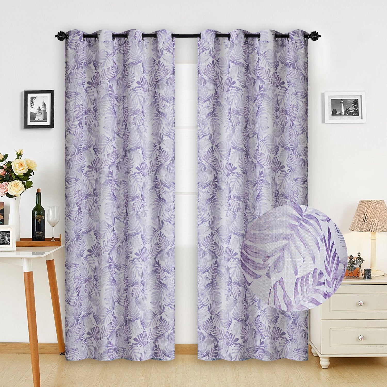 Imagen de cortina Cortinas para Salón y Habitación Translucida, 140x260cm, 1 Pieza en color Morado de Meishida