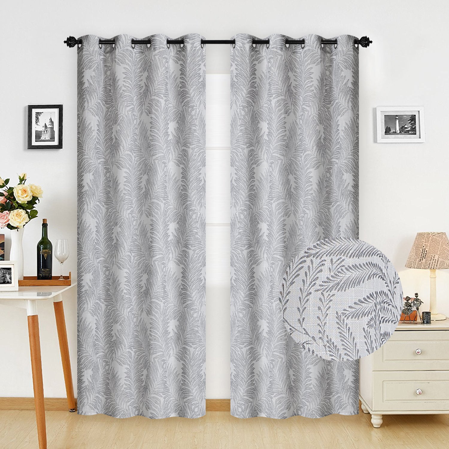 Imagen de cortina Cortinas Traslúcidas para Salón y Habitación，140x260 cm, 1 Pieza en color Verde Azulado de Meishida