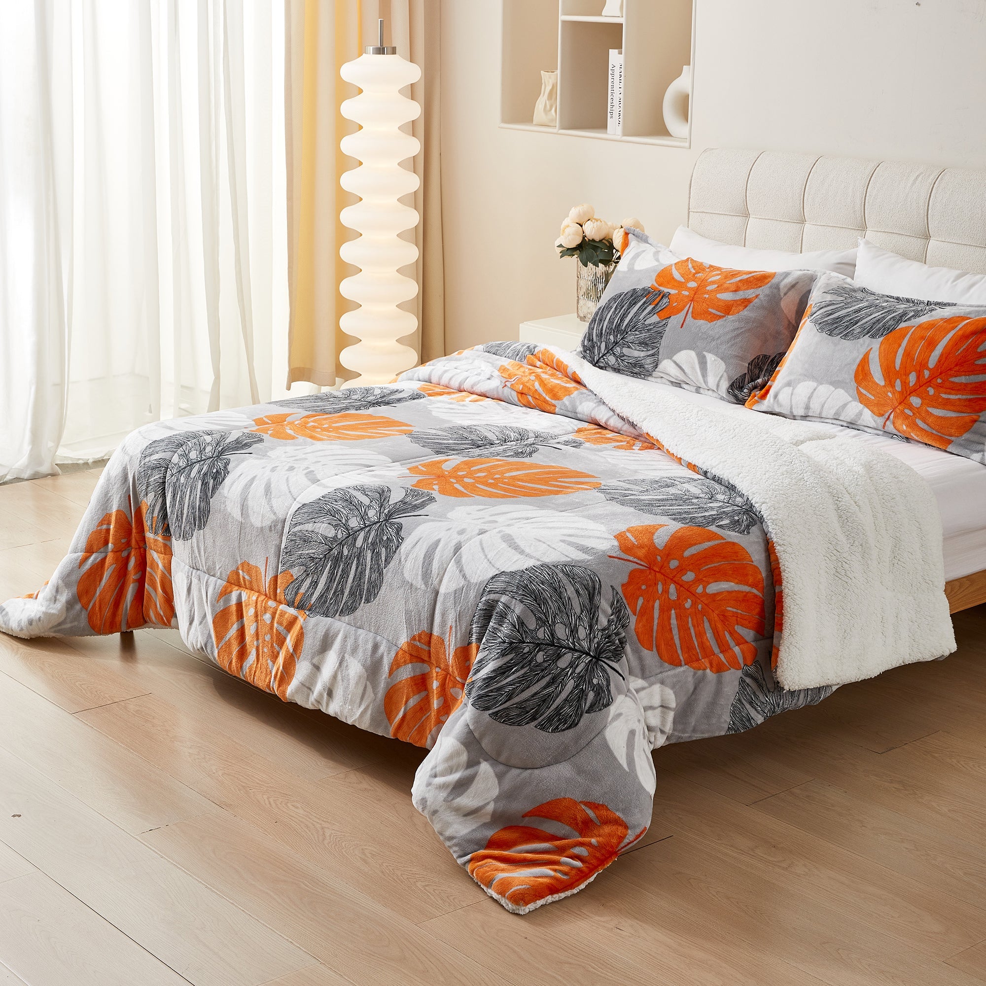 Imagen de Edredón nórdico Edredón Nórdico Borreguito con Funda de Almohada en color Hojas naranja de Meishida