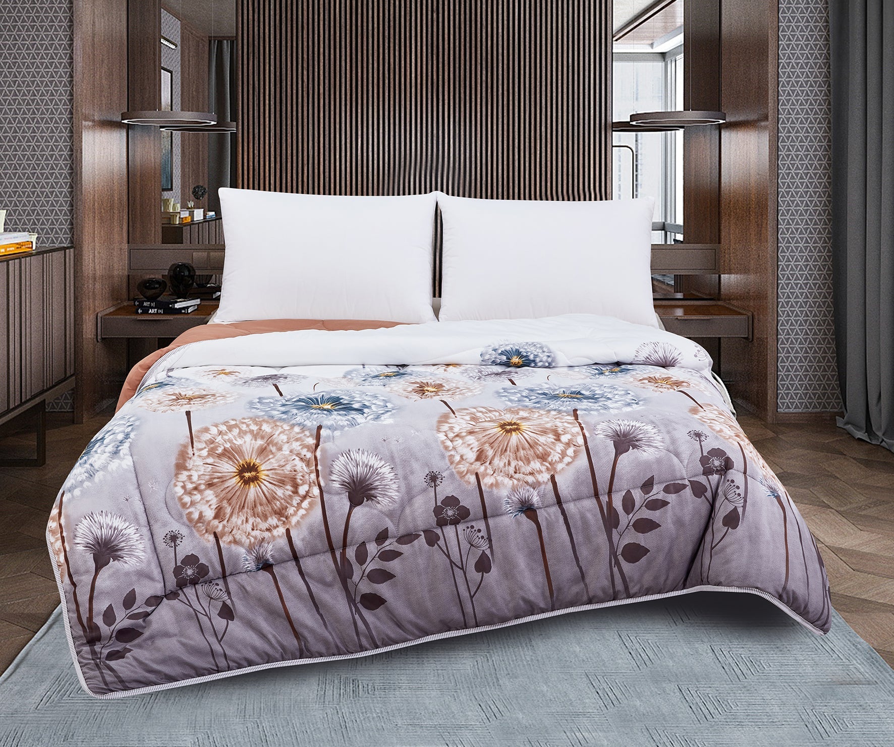 Imagen de Relleno Nórdico Edredón Nórdico Reversible de Microfibra 300gr/m² en color Marrón de Meishida