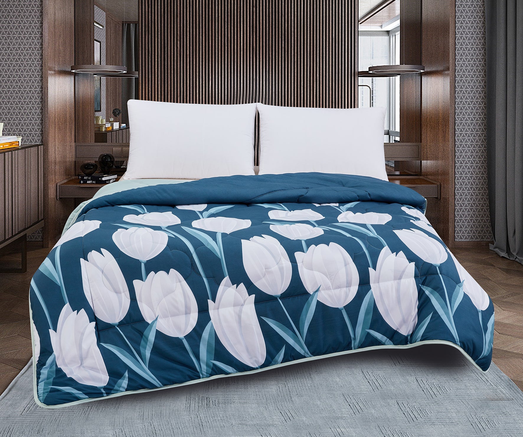 Imagen de Relleno Nórdico Edredón Nórdico Reversible de Microfibra 300gr/m² en color Verde de Meishida