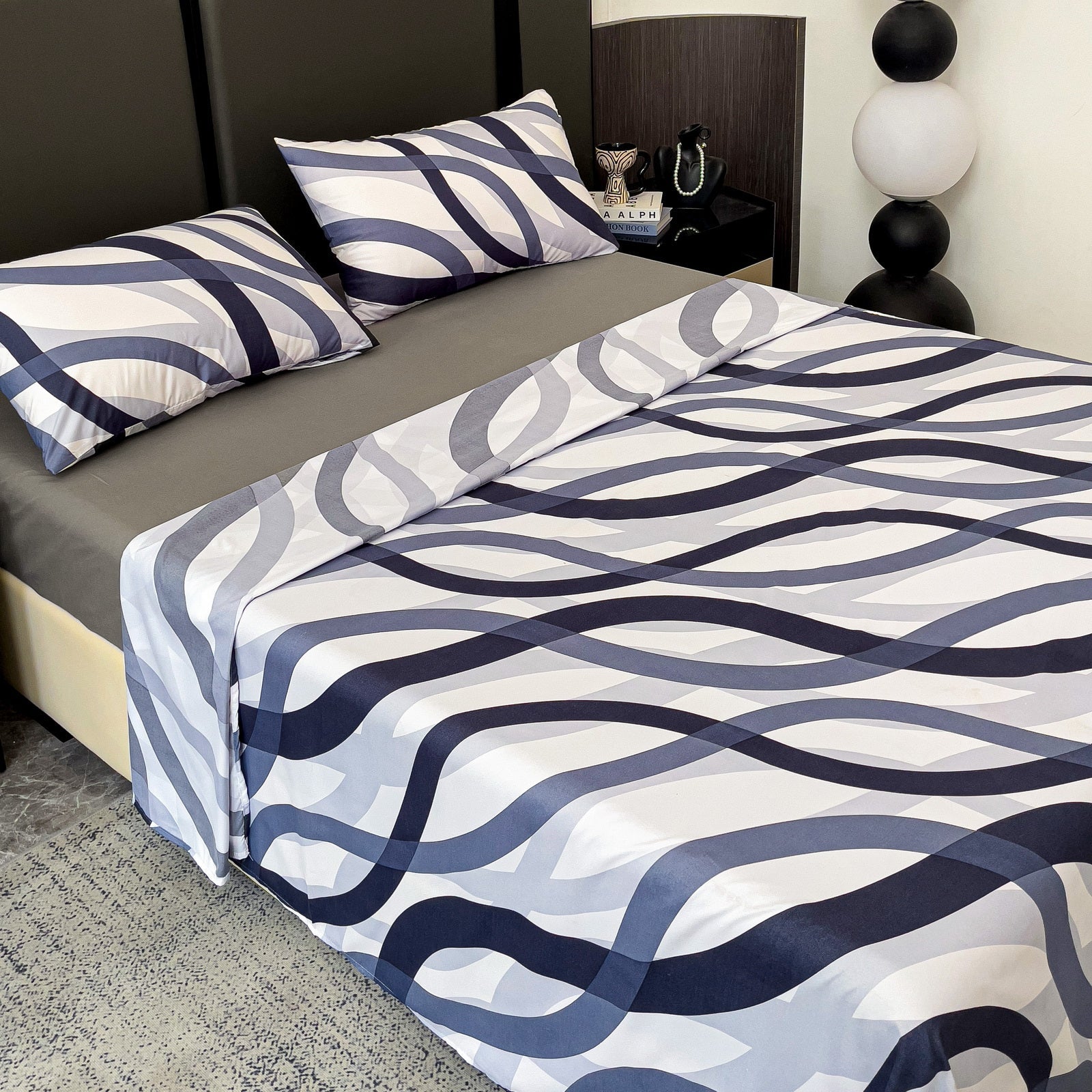 Imagen de Juego de sábanas Juego de cama 4 piezas – Diseño minimalista en color Cama 90 de Meishida