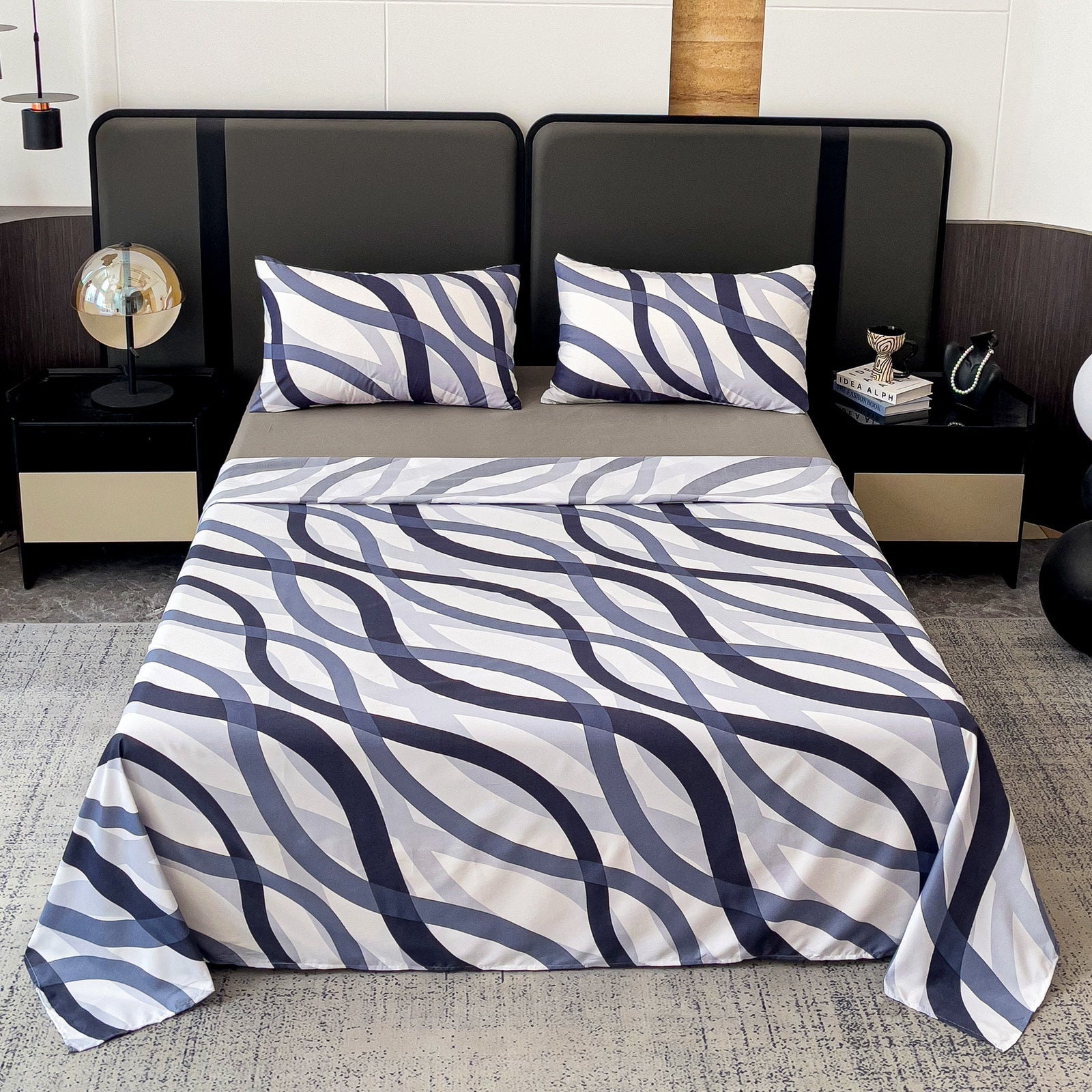 Imagen de Juego de sábanas Juego de cama 4 piezas – Diseño minimalista en color Cama 90 de Meishida