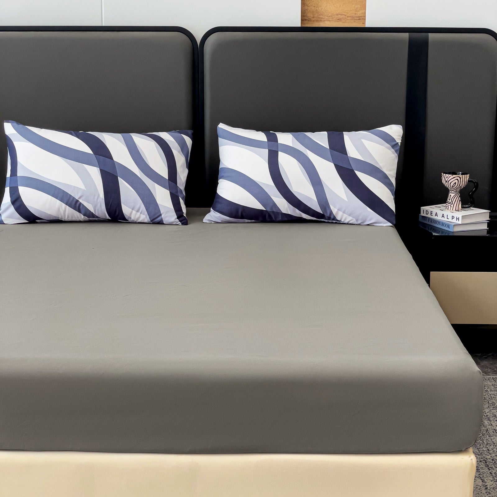 Imagen de Juego de sábanas Juego de cama 4 piezas – Diseño minimalista en color Cama 90 de Meishida