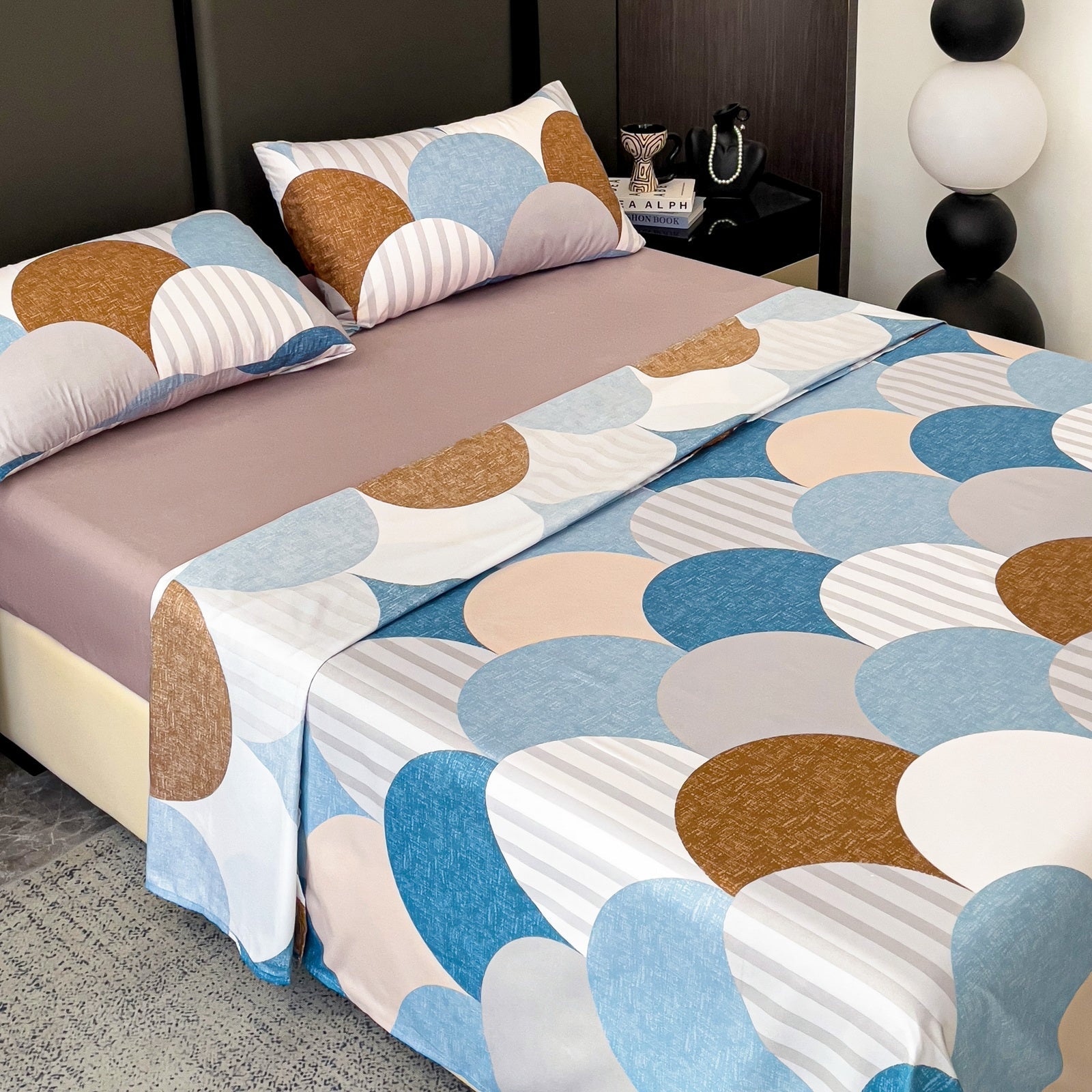 Imagen de Juego de sábanas Juego de sábanas 4 piezas con patrón geométrico en color Cama 90 de Meishida