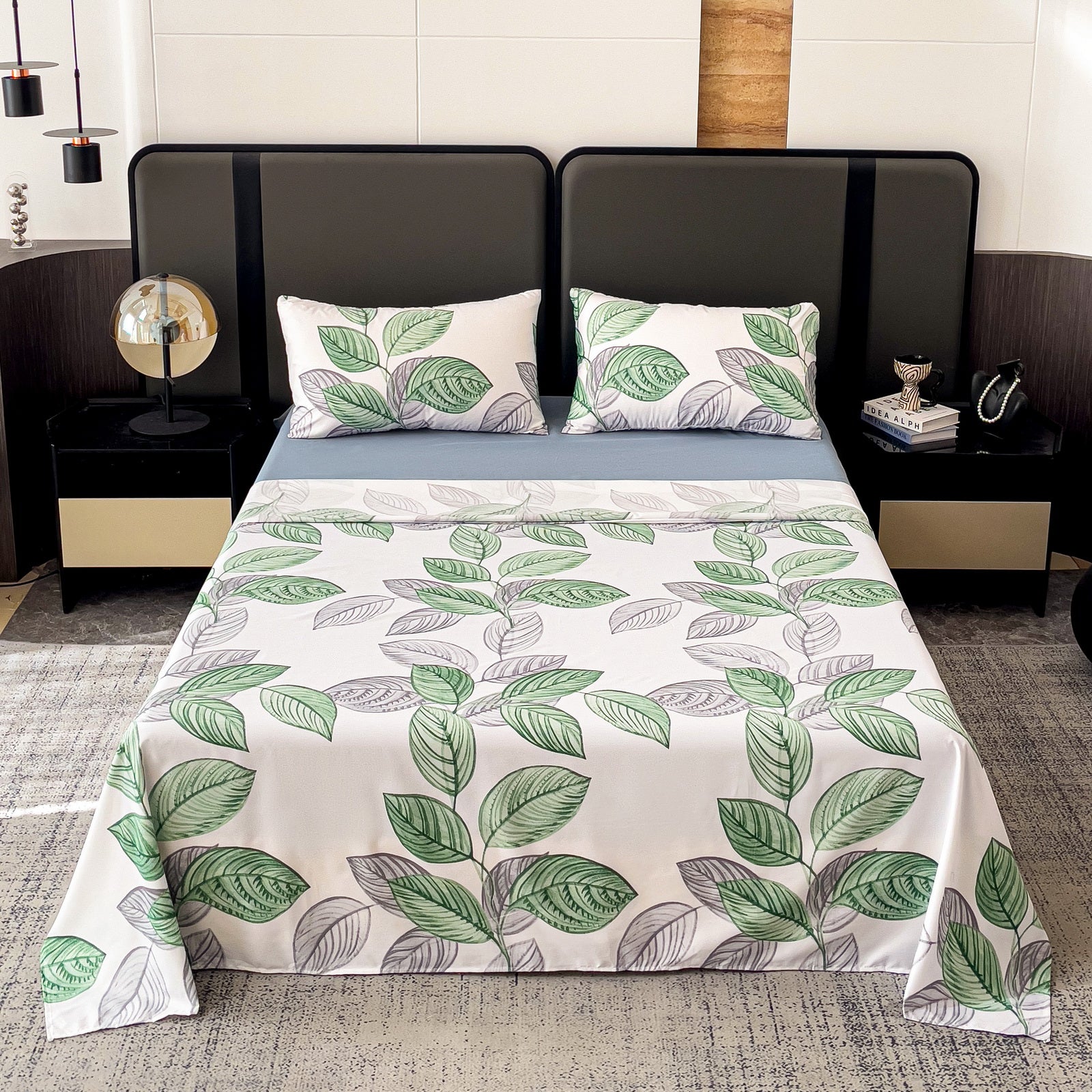 Imagen de Juego de sábanas Juego de sábanas con diseño floral – 4 piezas en color Cama 90 de Meishida