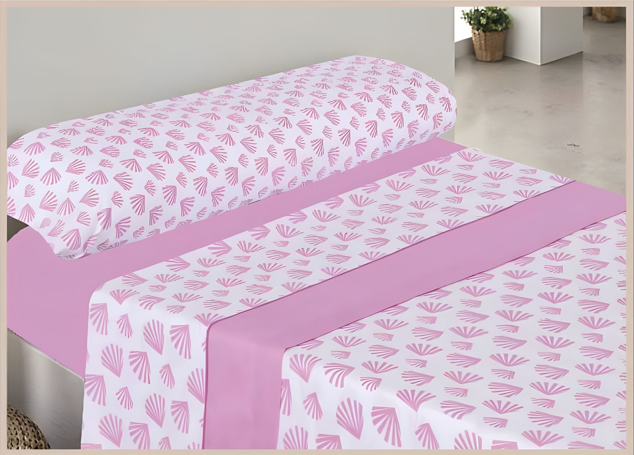 Imagen de Juego de sábanas Juego de Sábanas Estampado en color Rosa Oscuro de Meishida