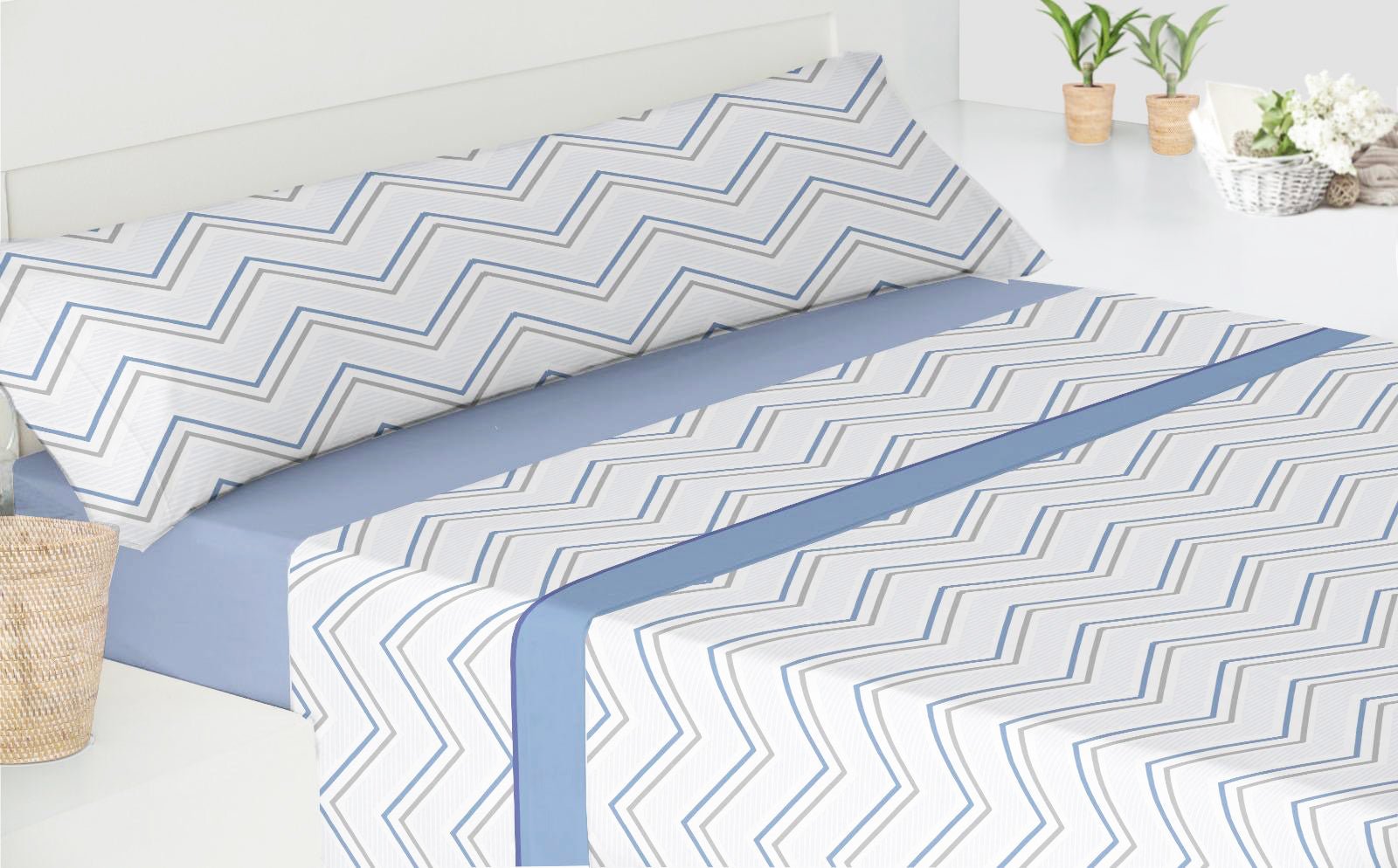 Imagen de Juego de sábanas Juego de Sábanas Estampado en color Azul de Meishida