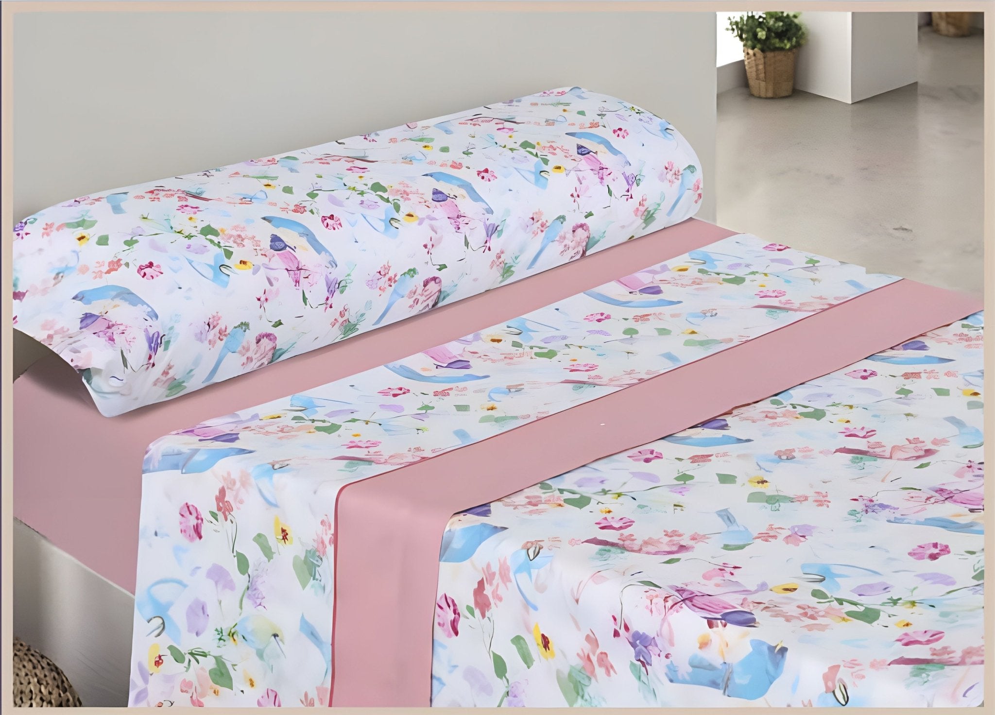 Imagen de Juego de sábanas Juego de Sábanas Estampado en color Rosa Claro de Meishida