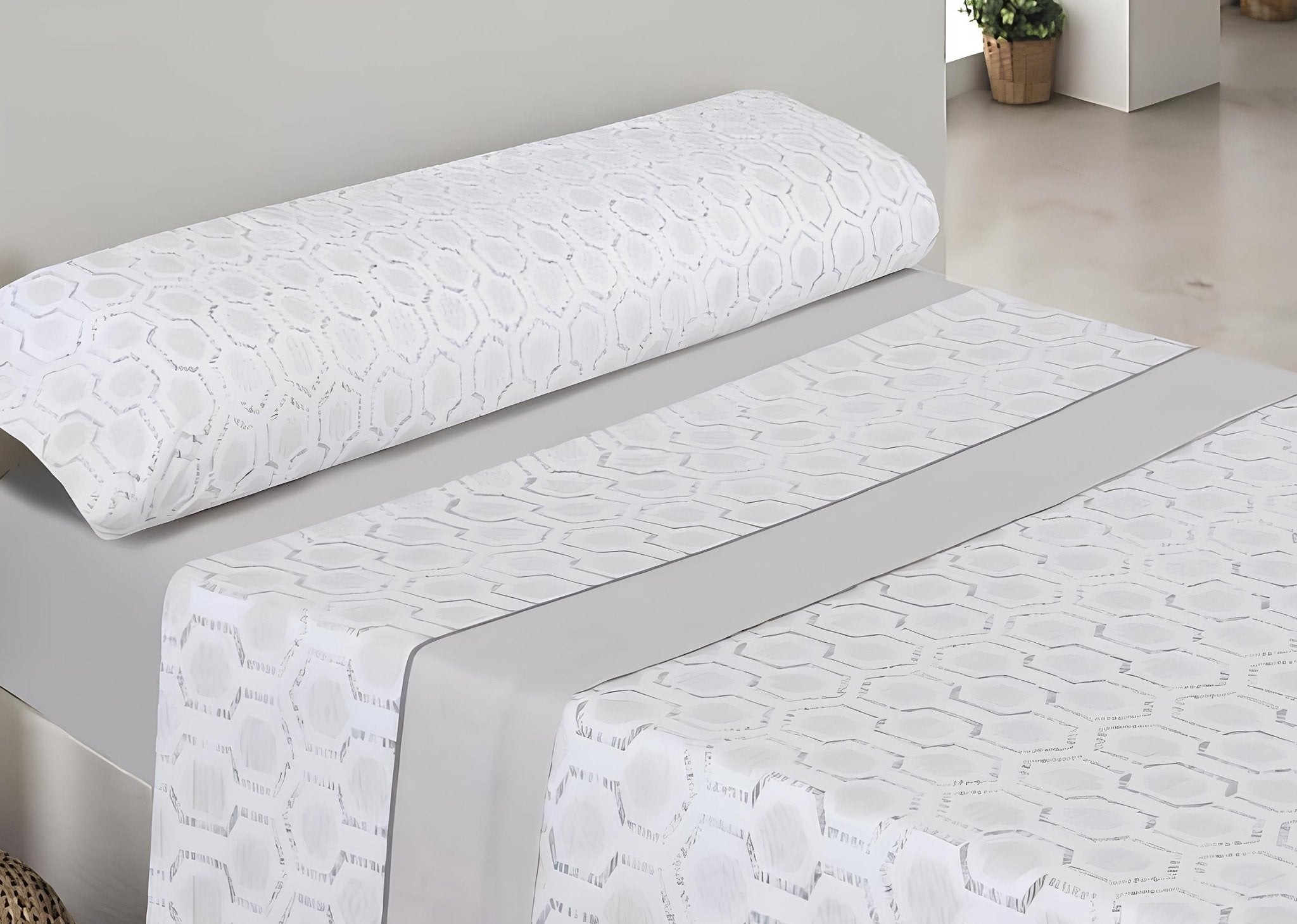 Imagen de Juego de sábanas Juego de Sábanas Estampado en color Gris Claro de Meishida