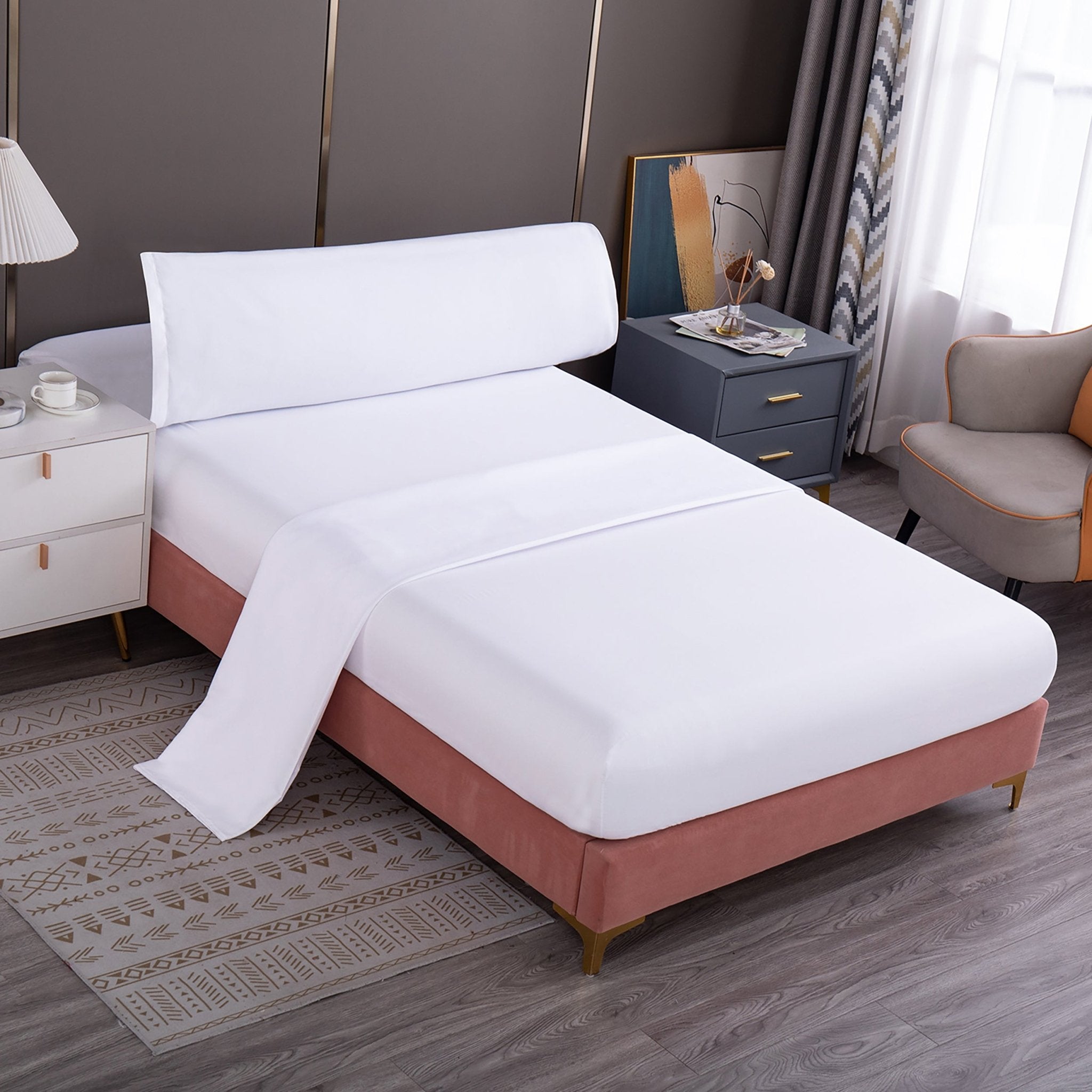 Imagen de sabana Juego de Sábanas Microfibra Liso - Blanco en color Cama 90 de Meishida