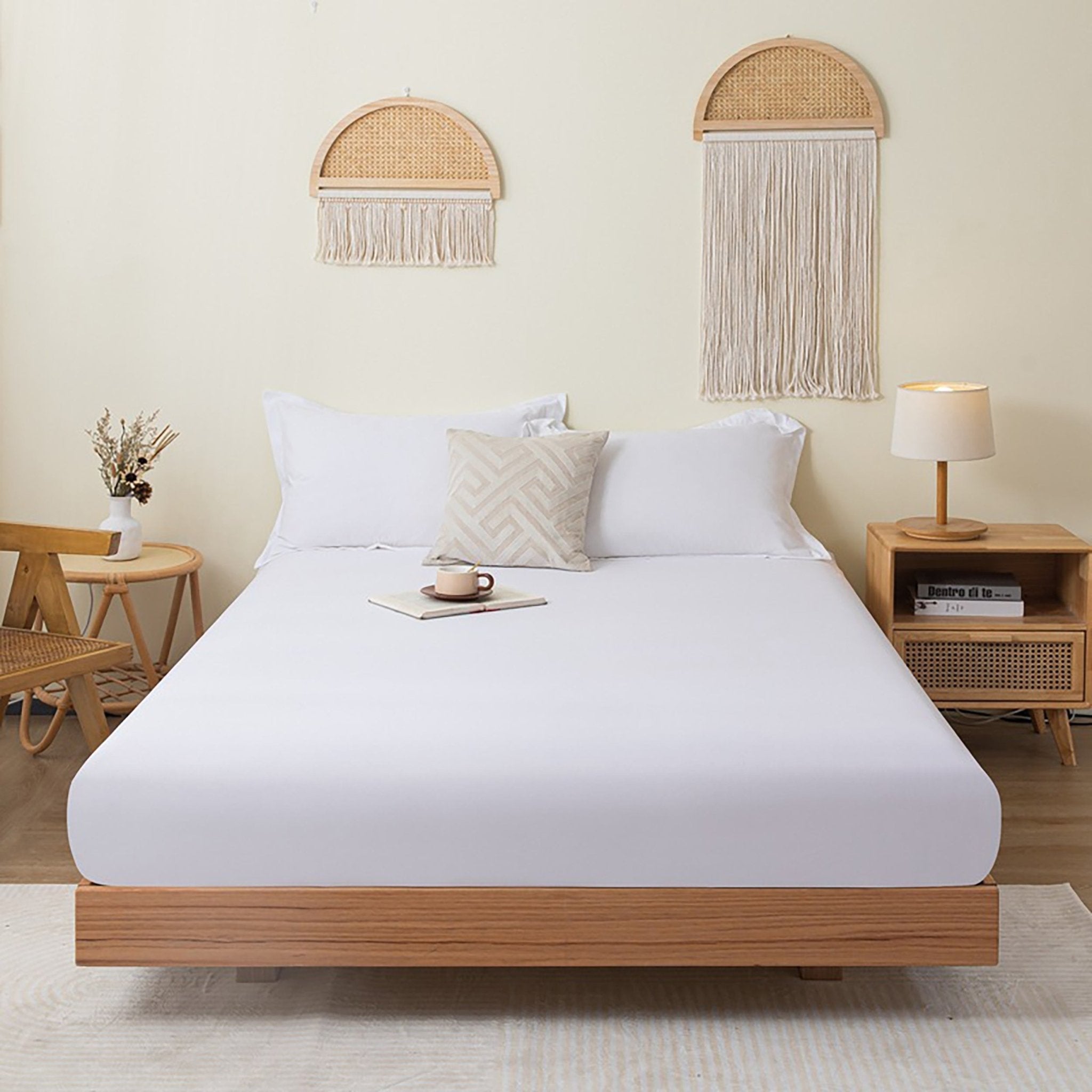 Imagen de sabana Juego de Sábanas Microfibra Liso - Blanco en color Cama 90 de Meishida