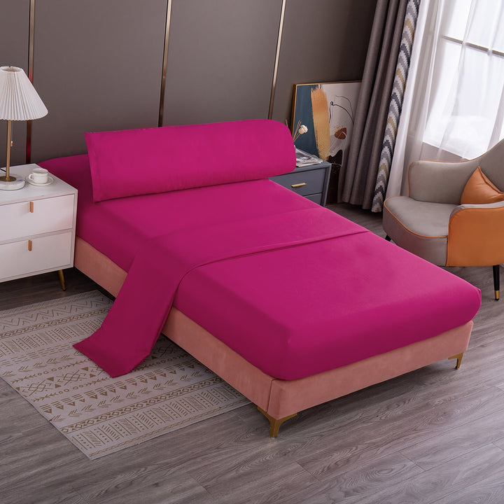 Imagen de sabana Juego de Sábanas Microfibra Liso - Fucsia en color Cama 90 de Meishida