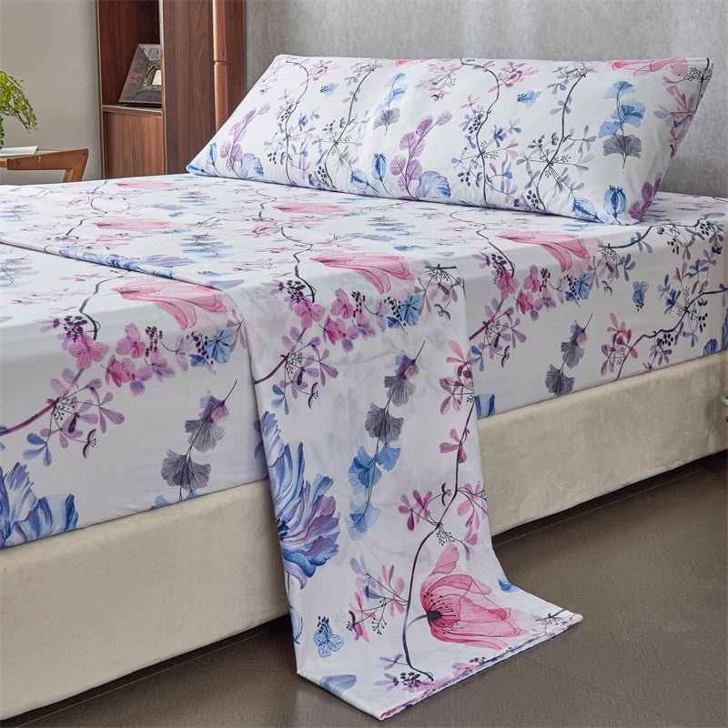 Imagen de sabana Juego Sábanas Estampada para Cama 3 Piezas Sábana Bajera Ajustable, Encimera, Funda de Almohada 11 en color Cama 90 de Meishida