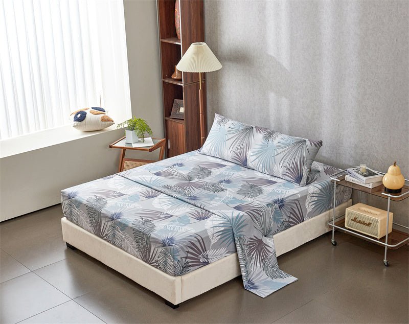 Imagen de Juego Sábanas Estampada para Cama 3 Piezas Sábana Bajera Ajustable, Encimera, Funda de Almohada 12 en color Cama 90 de Meishida