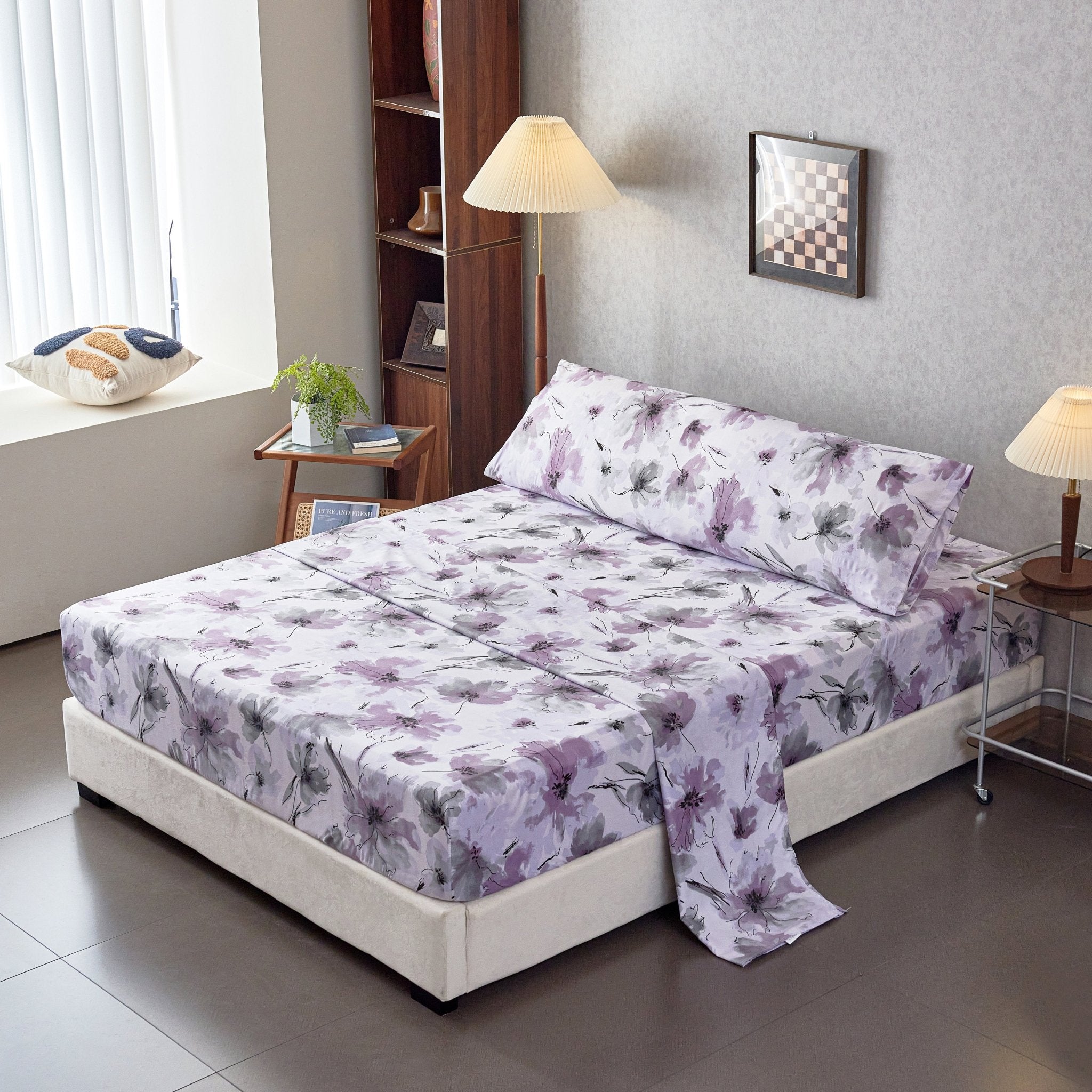 Imagen de Juego Sábanas Estampada para Cama 3 Piezas Sábana Bajera Ajustable, Encimera, Funda de Almohada 14 en color Cama 90 de Meishida