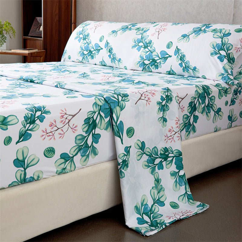 Imagen de Juego Sábanas Estampada para Cama 3 Piezas Sábana Bajera Ajustable, Encimera, Funda de Almohada 5 en color Cama 90 de Meishida