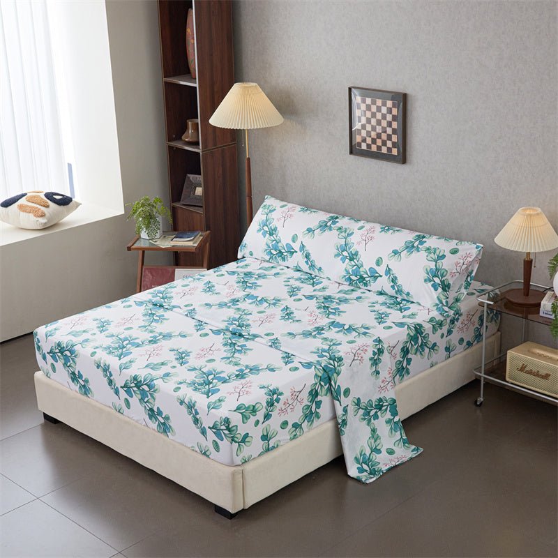 Imagen de Juego Sábanas Estampada para Cama 3 Piezas Sábana Bajera Ajustable, Encimera, Funda de Almohada 5 en color Cama 90 de Meishida