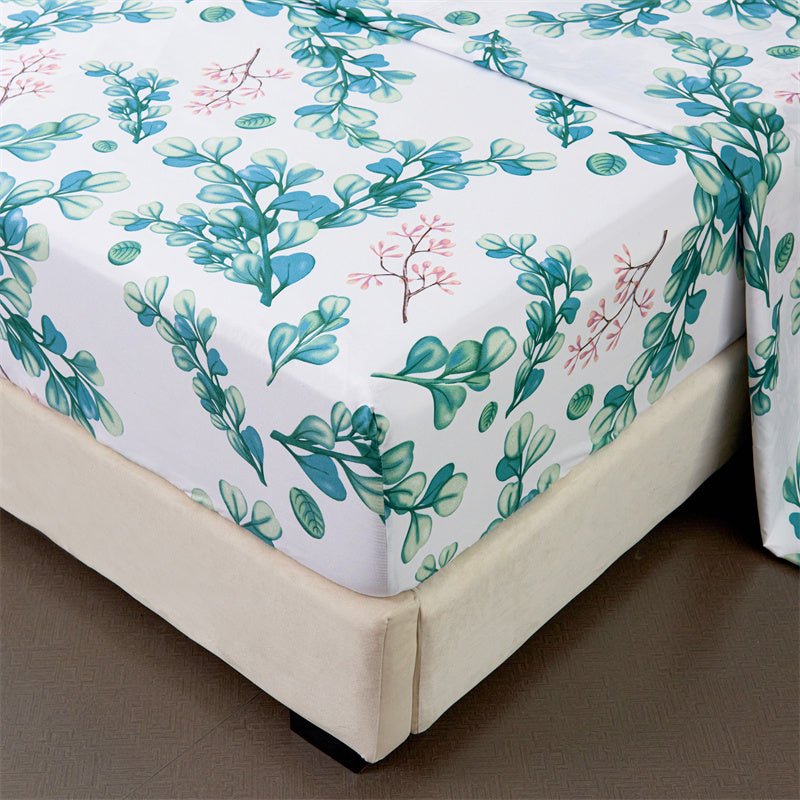 Imagen de Juego Sábanas Estampada para Cama 3 Piezas Sábana Bajera Ajustable, Encimera, Funda de Almohada 5 en color Cama 90 de Meishida