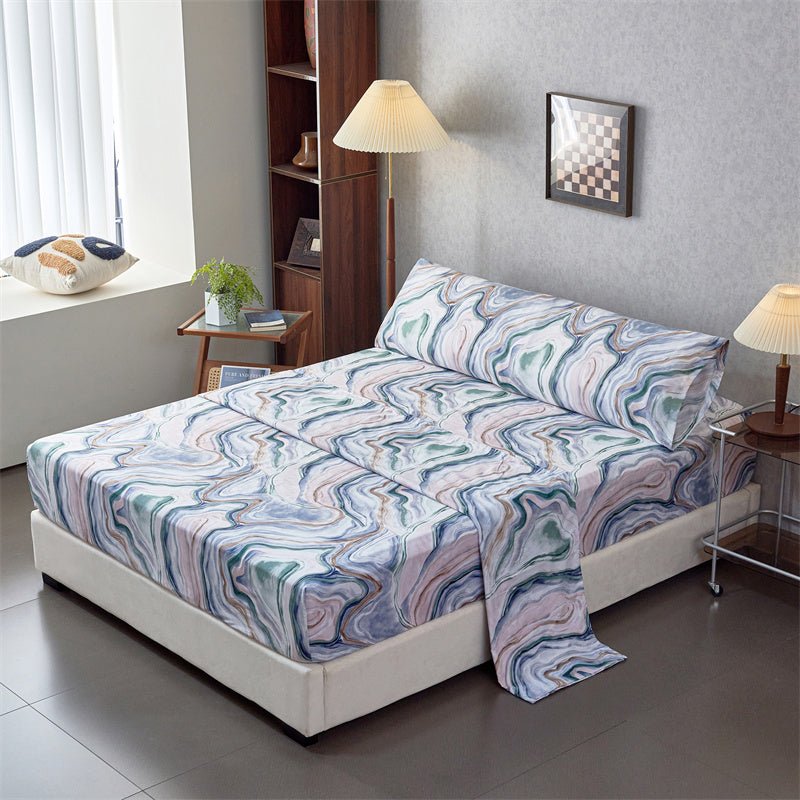 Imagen de Juego Sábanas Estampada para Cama 3 Piezas Sábana Bajera Ajustable, Encimera, Funda de Almohada 7 en color Cama 90 de Meishida