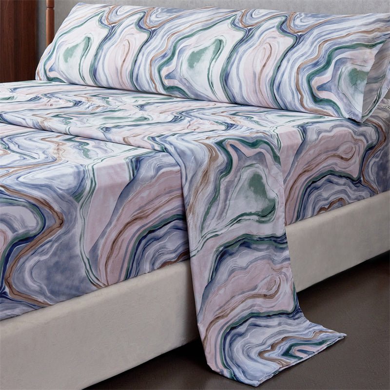 Imagen de Juego Sábanas Estampada para Cama 3 Piezas Sábana Bajera Ajustable, Encimera, Funda de Almohada 7 en color Cama 90 de Meishida