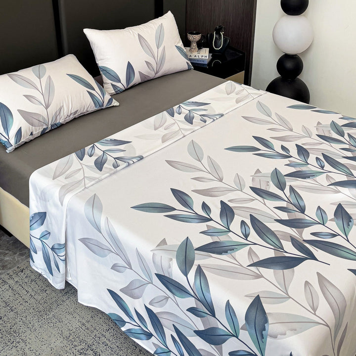 Imagen de Juego de sábanas Sábanas 4 piezas – Estampado floral y bajera lisa en color Cama 90 de Meishida