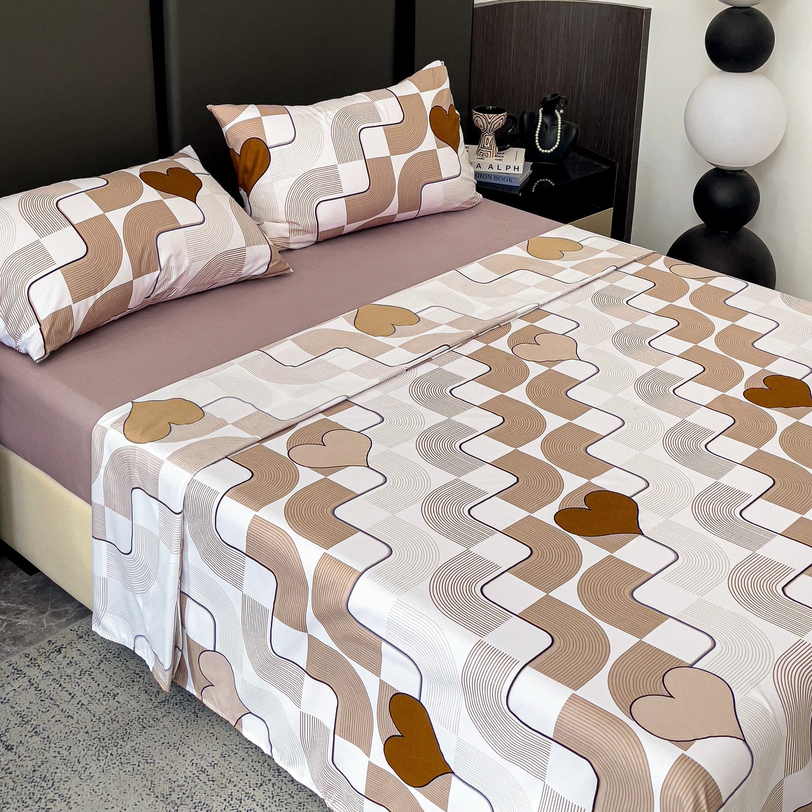 Imagen de Juego de sábanas Sábanas 4 piezas Estampado geométrico en color Cama 90 de Meishida