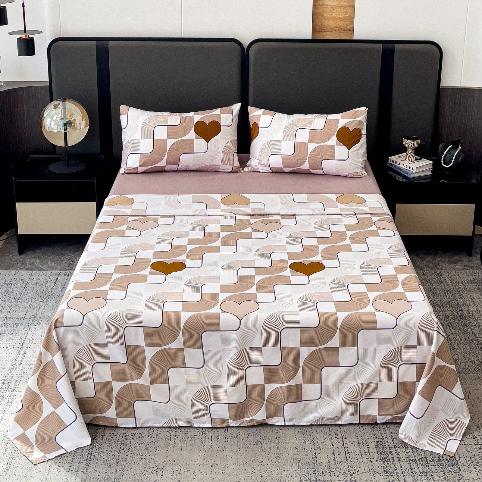 Imagen de Juego de sábanas Sábanas 4 piezas Estampado geométrico en color Cama 90 de Meishida