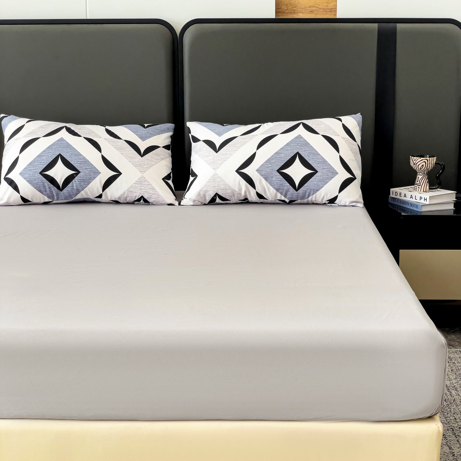 Imagen de Juego de sábanas Sábanas 4 piezas modernas Estampado geométrico en color Cama 90 de Meishida